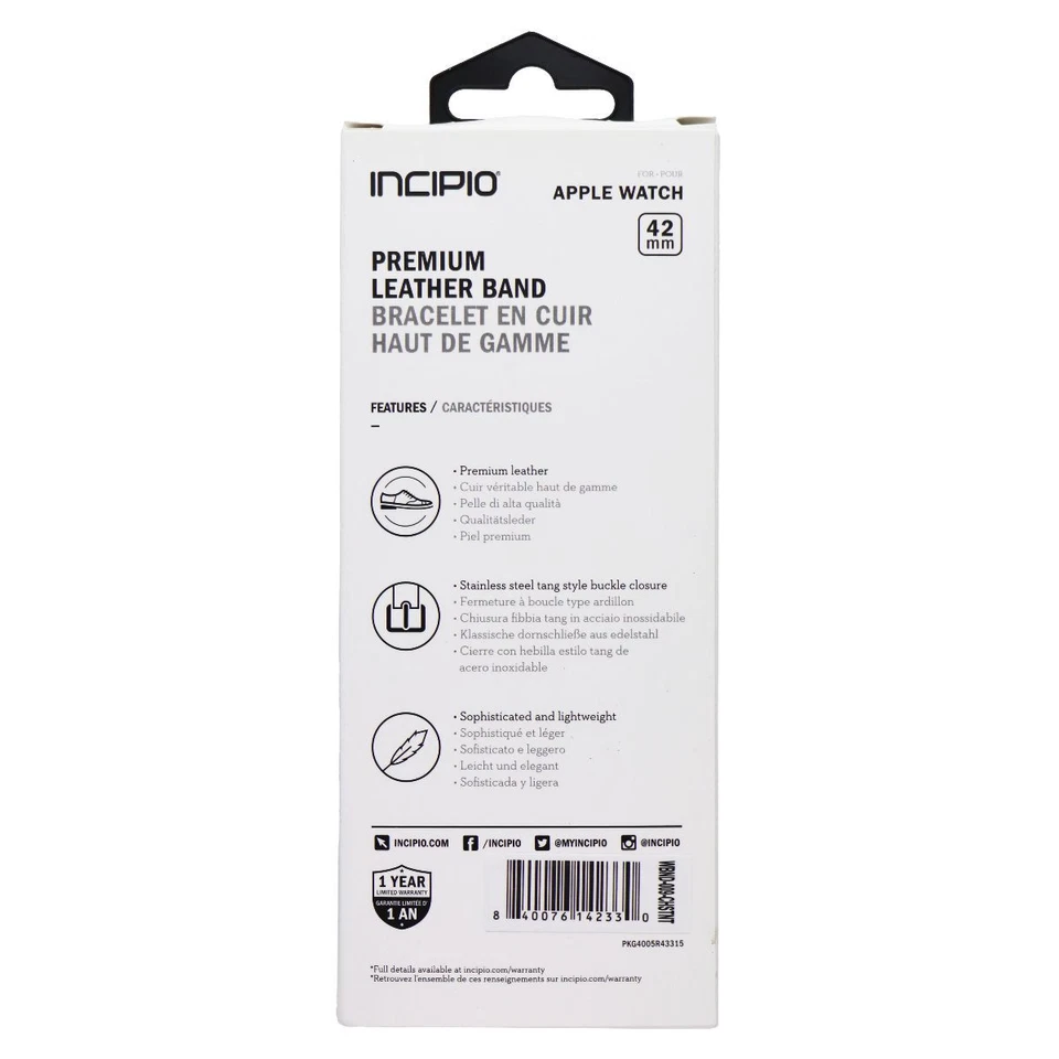 Incipio Premium Leather Apple Watch Band (42mm) - Chestnut Brown / Silver - Image 2 of 2