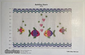 ELLEN McCARN SMOCKING PLATE #10110 BUBBLING HEARTS Vintage 1991 Fish and Hearts
