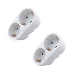 2 Stück Doppelstecker Mehrfachstecker ver 2*Steckdosenadapter Multistecker weiss