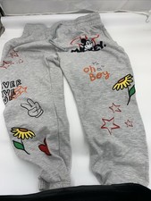 Juniors Youth 15-17 Mickey Mouse Disney Joggers Sweatpants Embroidered Gray XL