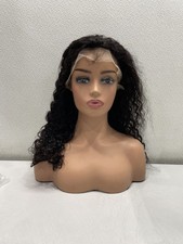 Natural Black Water Wave Human Hair Blend 13x4 Lace Front 180 Density Wig, 18"