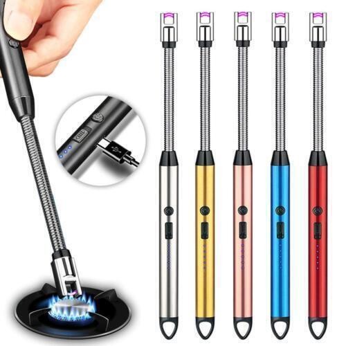USB Rechargeable Electric Windproof Lighter Candle Lighters BBQ Arc Long Neck - Foto 1 di 27