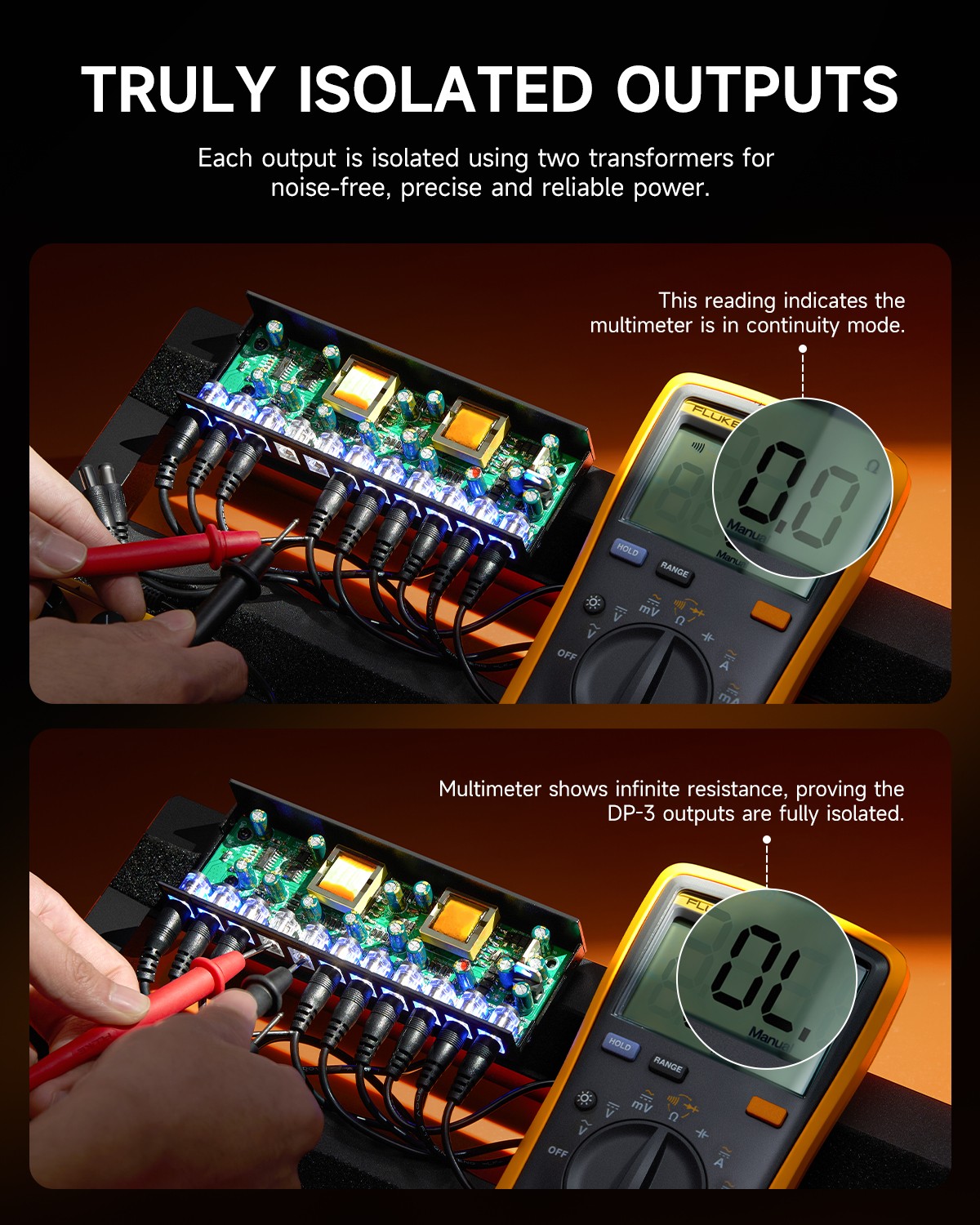 Donner 10 Port Isolated Output Effect Pedal Power Supply 9V/12V/18V 500mA | DP-3
