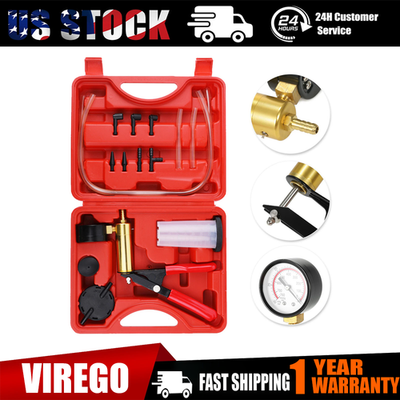 #ad Hand Held Vacuum Pressure Pump Tester Set Brake Fluid Bleeder Bleeding Kit Box $17.99