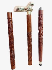 Vintage Brass Handle Wooden Walking Stick   Solid Wood Cane, Antique Style