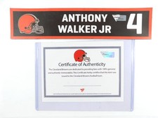 2021 Anthony Walker Jr. Browns Player Issued Locker Room Nameplate #4 COA