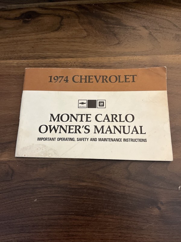 VINTAGE 1974 CHEVROLET MONTE CARLO OWNERS MANUAL BOOKLET  1