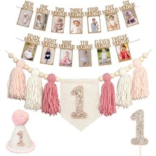 Handmade 1st Birthday High Chair Banner Birthday Decorations for Baby Boy wit...