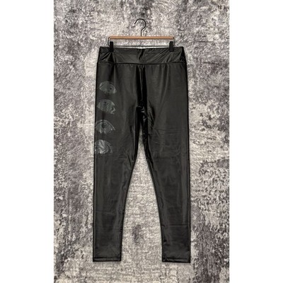 New KILLSTAR Leggings XXL Womens Black Faux Leather Eye Graphic Pull On