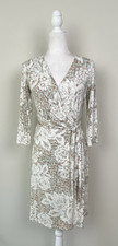 Tommy Bahama Size XS Ivory Beige Blue Floral Soft Knit Wrap Dress