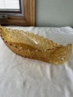Vintage Fenton Amber Daisy & Button Glass Canoe Candy Dish Bowl Relish EUC