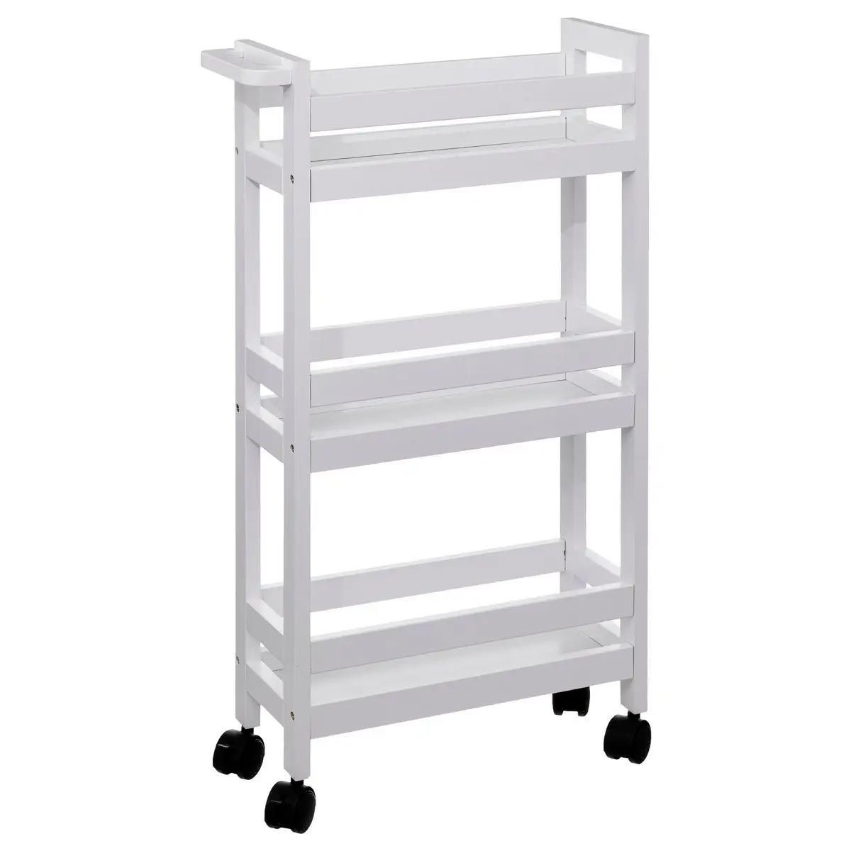 Desserte de Cuisine Blanche 75cm 3 Étages pour Petit Déjeuner et Service