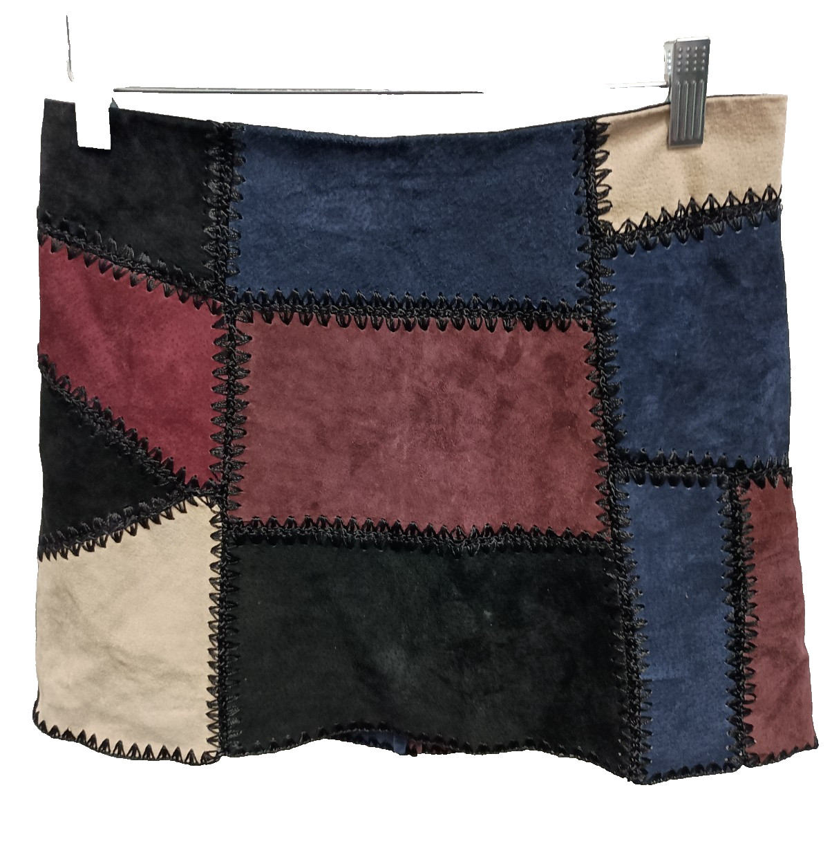 Zara Mini Skirt Size Small Multi Patchwork Suede … - image 1