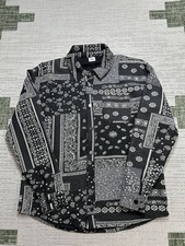 Zara Jacket Mens Medium Black Gray Paisley Bomber *
