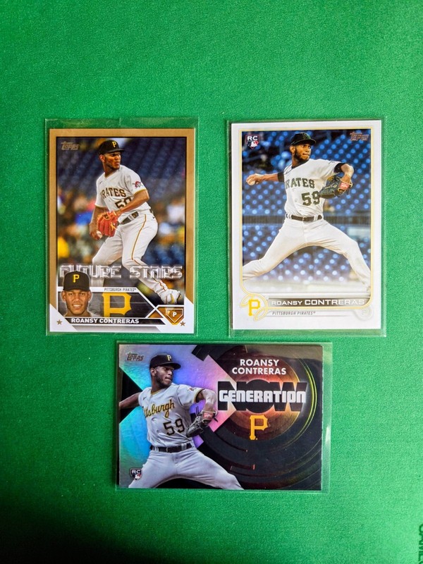 Roansy Contreras Lot of 3. 2022/2023 Topps RC. Numbered card. Pittsburgh Pirates