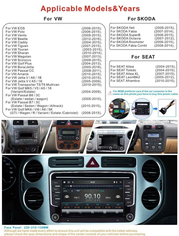 7" Stereo CarPlay for VW SKODA SEAT Head Unit GPS Radio Navi RDS BT 4 Core 4+32G - Image 2 of 4