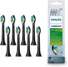 Two 4-Packs W2 for Philips Sonicare DiamondClean Toothbrush Heads 8 pcs - Black