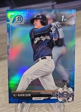 KJ Harrison 2017 Bowman Chrome Blue Refractor 70th Anniversary /200 1st Bowman