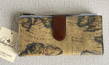 NWT Patricia Nash Nazari European Map Leather Bifold Wallet. Gold hardware