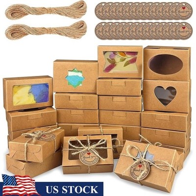 25 Pack Soap Boxes W/ Windows Kraft Paper Gift Packaging Tags Homemade Soaps New