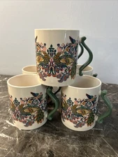 6 WILLIAM MORRIS AT HOME  PEACOCK & BIRD Festive China WHITE Mugs