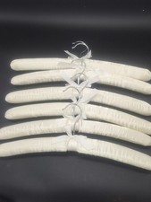 White Padded Hangers 15" Satin Fabric With Bows Lingerie, Clothes Set Of 6