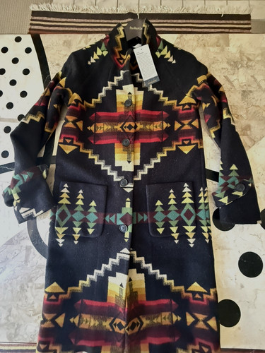 New Pendleton Women's Western Chief Joseph INDIAN MOTIF Wool Long COAT Jacket XS