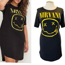 Torrid Plus Size 5 Nirvana Smiley Face Logo Favorite T Shirt Dress Punk Rock 90s