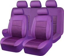 Car Pass Leather Seat Covers Breathable Air Mesh Car Full Set Purple Car Pass Leather Seat Covers Breathable Air Mesh Car Full Set Purple