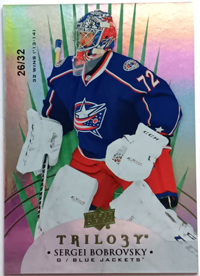 2014-15 UD Trilogy Radiant Green Sergei Bobrovsky /32 Jackets Leafs