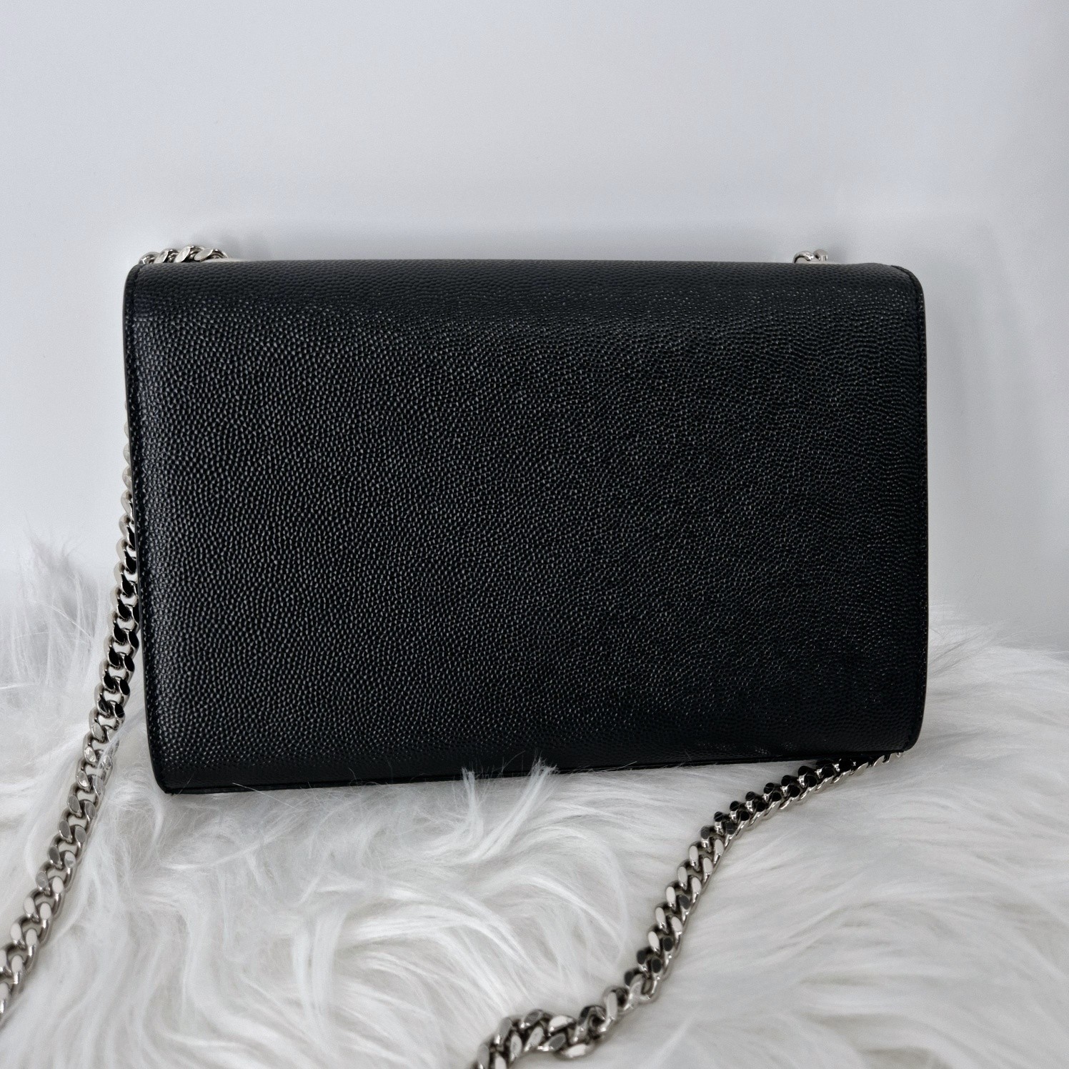 Borsa a tracolla Saint Laurent Monogram Kate Catena Nero Argento Ferramenta 120821130
