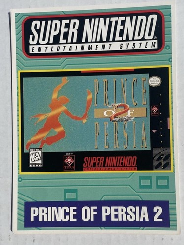 SNES Prince Of Persia 2 VIDPRO Card Toys R Us Display Card Promo