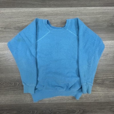 True Vintage 60s Sweatshirt Mens XXS (Youth M) Blue Faded Raglan Made in USA