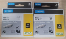 DYMO Rhino Industrial 18053 Heat-Shrink Tube Label Maker Tape, 3/8" x 5', -2PACK