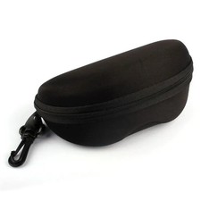 1-Pack Sunglasses Hard Case Eye Glasses Black Clam Shell Zipper With Hook