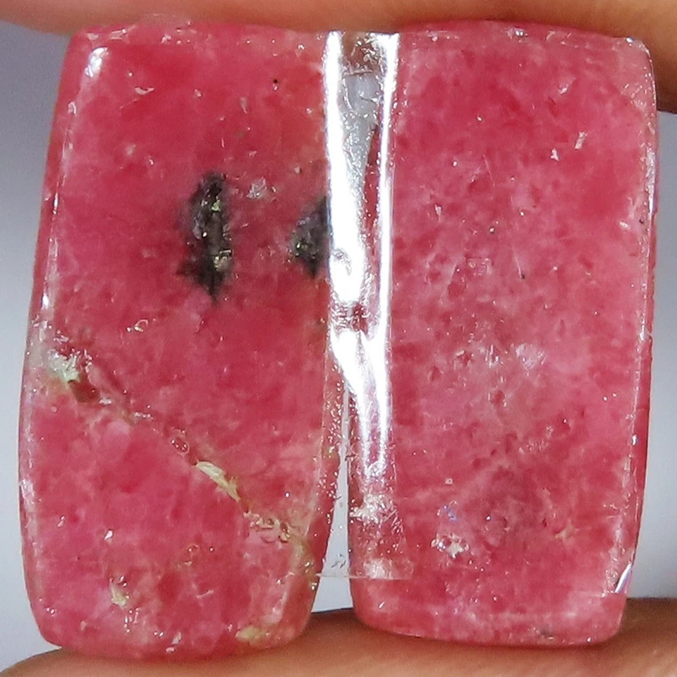 natural RHODONITE pair cushion cabochon loose gemstone 35.00 Cts. (12x25x03 mm) - Image 2 of 4