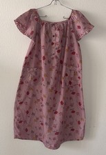 Vintage House Dress Red Striped Flower w/ Pockets Size Large