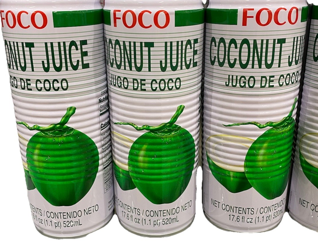 Latas FOCO COCO 17,6 OZ - Paquete de 24 jugos de coco frescos de FL Jugo De Coco NUEVO