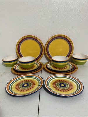 Pier One Dish Set Of 12 (4) 5 1/2 Bowls,(4) 8 3/4 Plates,(4) 10 3/4 Plates