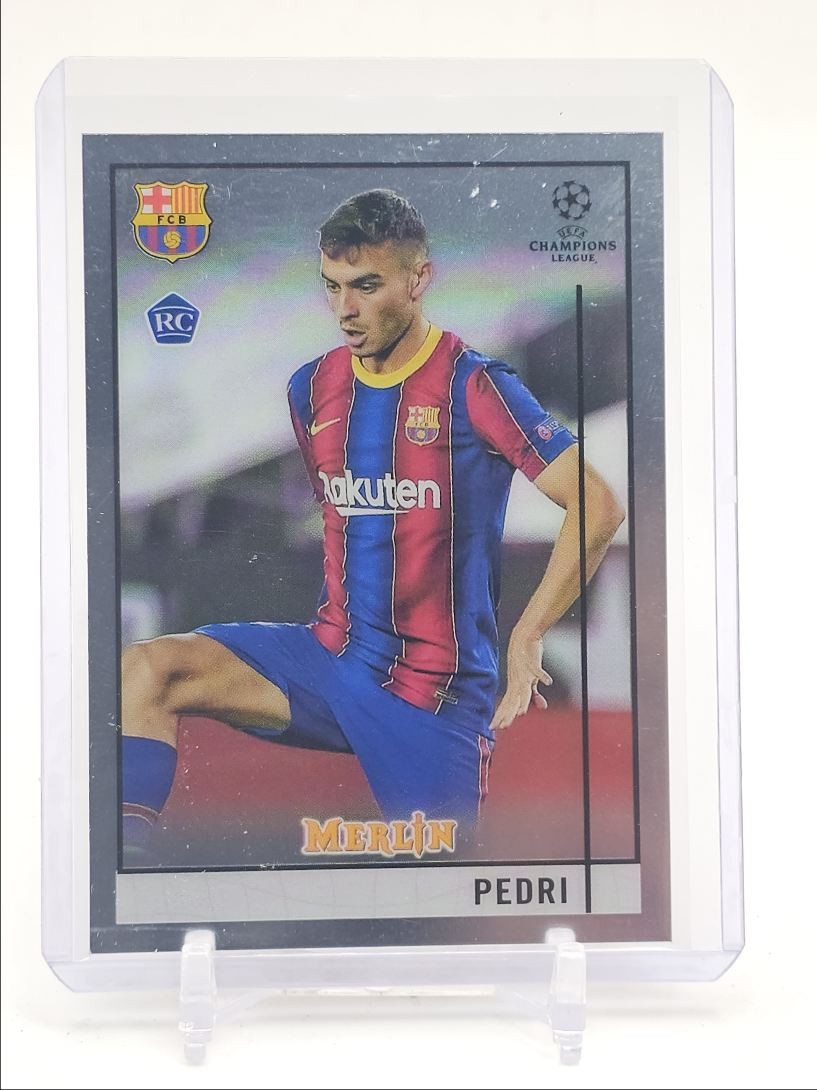 PEDRI 2020 TOPPS CHROME MERLIN UEFA SOCCER ROOKIE FC BARCELONA RC Q1198