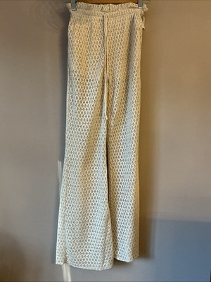 New Berahka Boho Festival Cream Crochet Beach Trousers - Size Extra Small