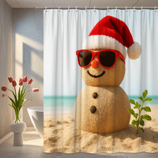 Cute Christmas Shower Curtain with Snowman Design