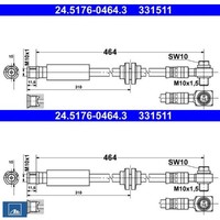 2X Bremsschlauch ATE 24.5176-0464.3 2 BremsschläUche Rechts Links FüR Opel