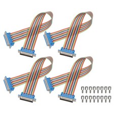 4 PCS 11.8 IDC Rainbow Ribbon Cable, DB25 Male to DB25 Female, 2.54mm Pitch