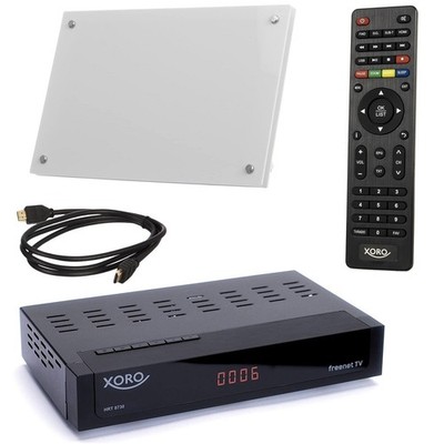 DVB-T2 Receiver Xoro 8730 KIT mit 20 dB Antenne HD Freenet PVR USB TV Aufnahme
