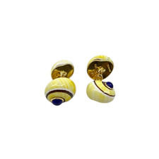 Trianon 18K Yellow Gold Natural Lapis Shell Cufflinks 5.7dwt