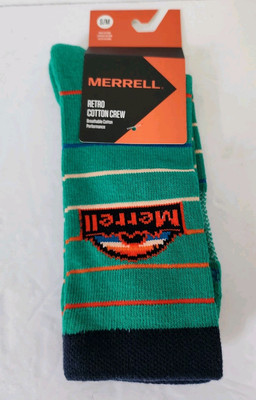 Merrell Men's Retro Cotton Crew Socks Size S/M 5-8.5 (Women 5-9.5)