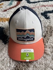 Patagonia Kids Trucker Hat Ridge Rise Stripe Coho Coral RSCO FA22 One Size NWT
