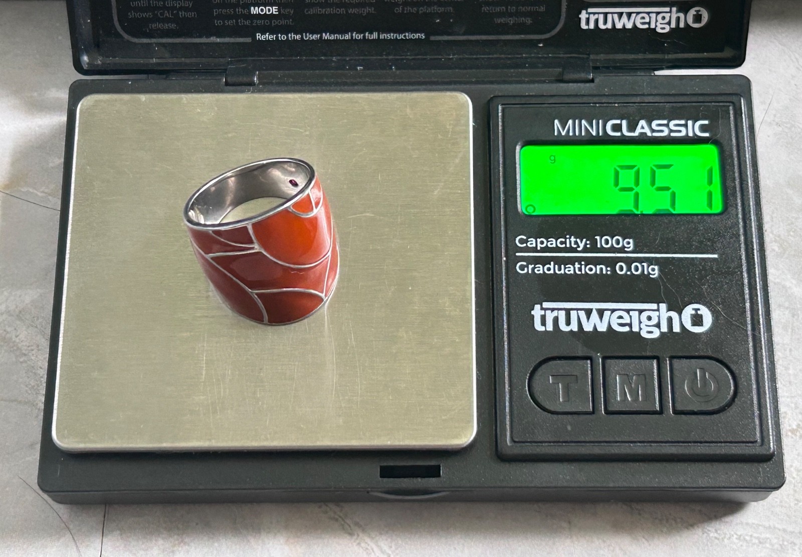 ELLE STERLING SILVER RUBY LARGE ORANGE ENAMEL GEO… - image 18