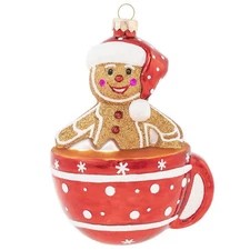 Kat + Annie - Gingerbread Man in Hot Chocolate Ornament - 87933